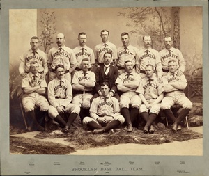 Team Photo of the 1889 Brooklyn Bridegrooms. Doc is back row, second from right.