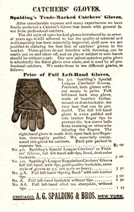 By 1889, Spaulding was marketing this design of catcher's mitt.